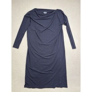 Maria Pinto M2057 Draped Cowl Neck Sheath Dress Grey Blue Medium Minimalist